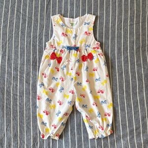 Vintage Tiny Tots White Kids Bow-Print Cotton Romper 12 month size